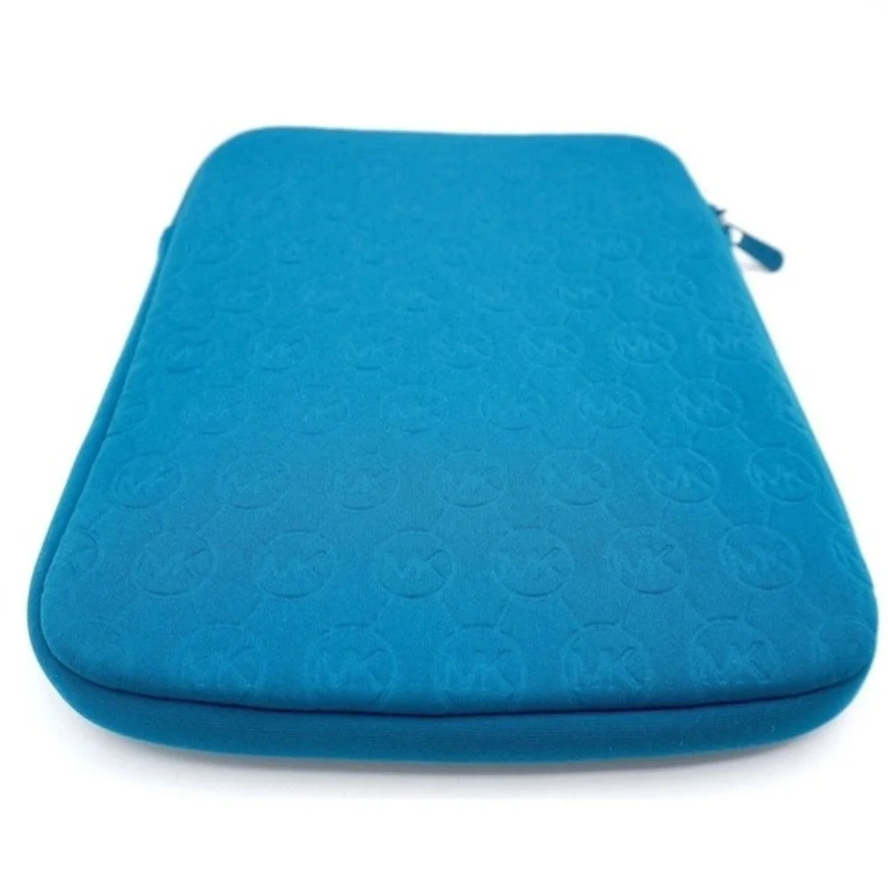 Michael‎ Kors Blue Neoprene Tablet Sleeve Embossed MK Logo Zip Case Tech 37-10